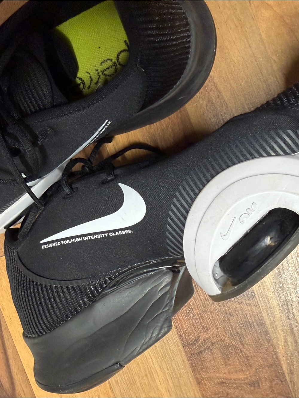 Nike Black Shoes with Lime Green Interior
